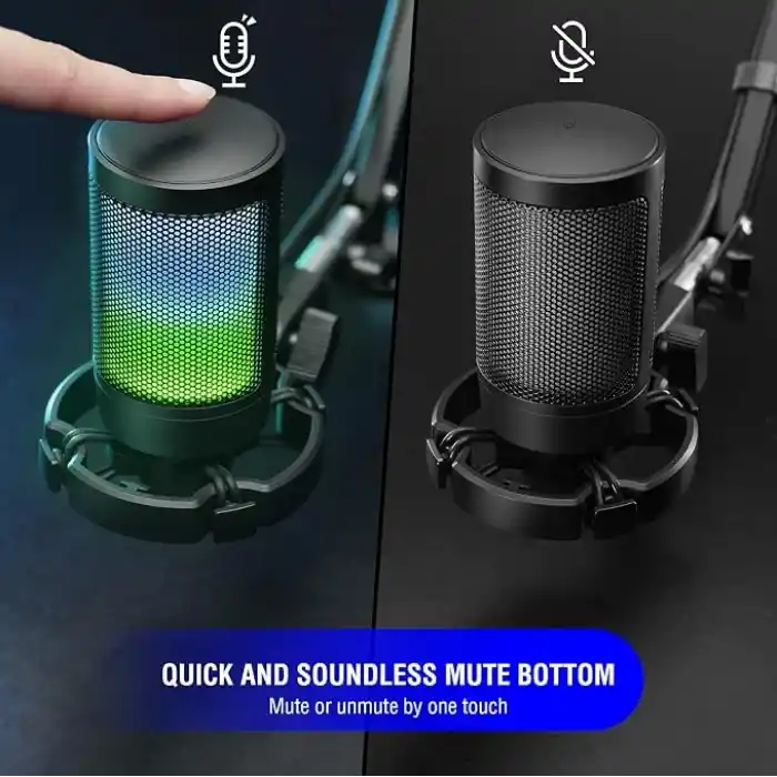 FIFINE PC oyun mikrofonu, USB mikrofon, yayın podcast stüdyosu için, mikrofon standı ve sessize alma tuşlu, PS4 PS5 Mac için