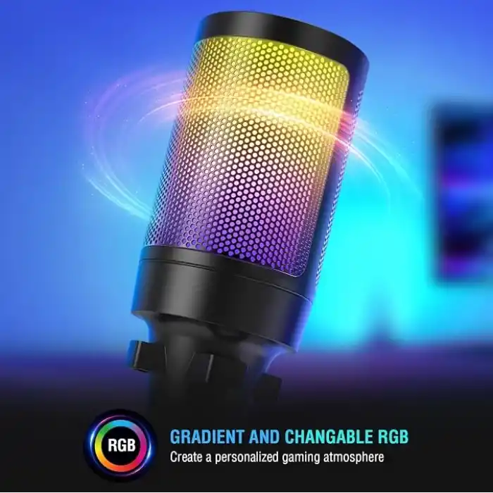 FIFINE PC oyun mikrofonu, USB mikrofon, yayın podcast stüdyosu için, mikrofon standı ve sessize alma tuşlu, PS4 PS5 Mac için