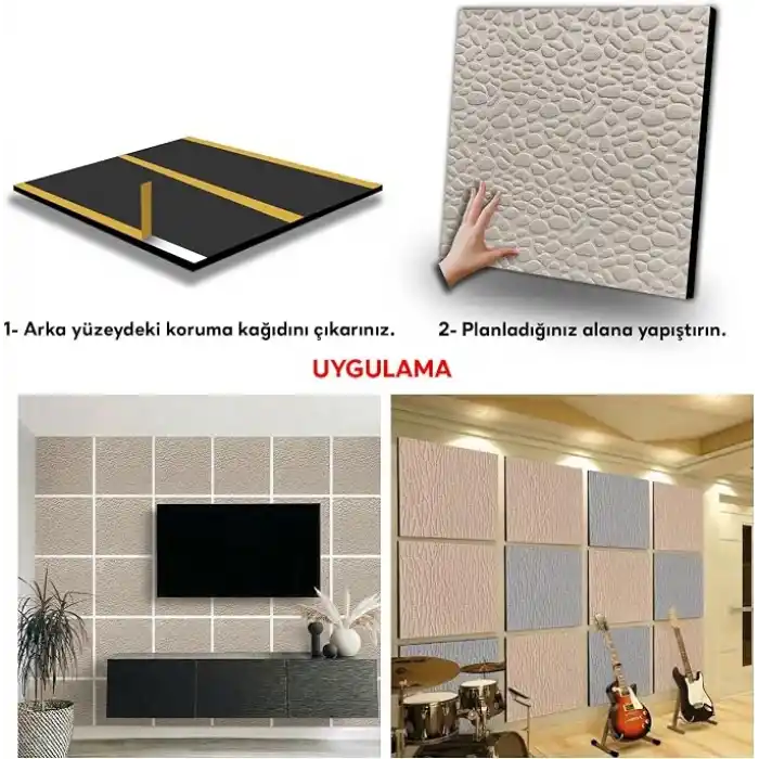 Tink Kendinden Yapışkanlı Akustik Ses ve Isı Yalıtım Paneli Keçe Dekota Leopar Desenli Ekru 49x49 cm (6 Adet (1,44 m²))