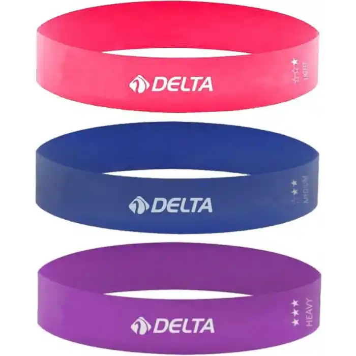 Delta Latex 3lü Aerobik Pilates Direnç Egzersiz Bandı Squat Çalışma Lastiği,Hafif - Orta - Tam