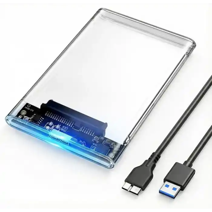 2.5 SATA HDD/SSD Harici Disk Kutusu - USB 3.0 Micro-B 5Gbps’e Kadar Hız - 4TB’a Kadar Destek - Windows/Mac/Linux Uyumlu - Taşınabilir Şeffaf Harddisk Kutusu