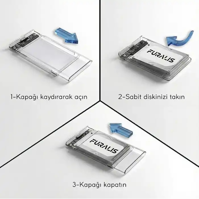 2.5 SATA HDD/SSD Harici Disk Kutusu - USB 3.0 Micro-B 5Gbps’e Kadar Hız - 4TB’a Kadar Destek - Windows/Mac/Linux Uyumlu - Taşınabilir Şeffaf Harddisk Kutusu
