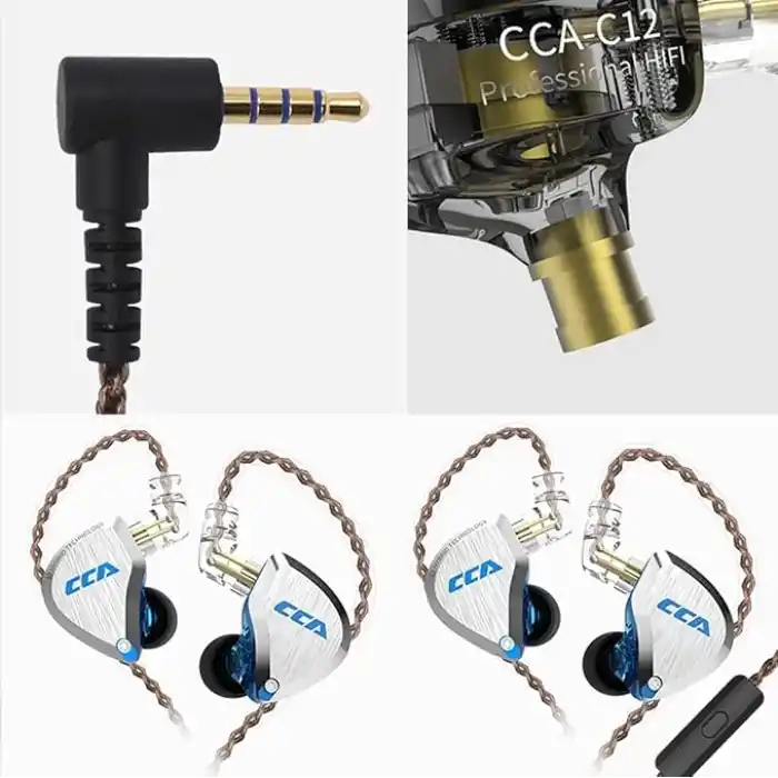 CCA C12 in Kulak Monitör Kulaklıklar 5BA 1DD Hibrid HiFi IEM Kulaklık Gürültü Izole Stereo Kablolu Kulakiçi Müzisyenler Audiophile Şarkıcılar DJ