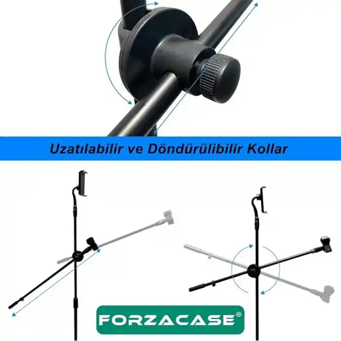 Tablet Tutuculu 360 Döner Profesyonel Metal Mikrofon Standı 140 cm - FC1077