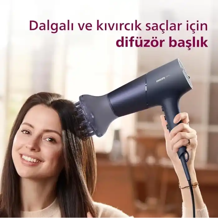Philips Saç Kurutma Makinesi, ThermoShield Isı Koruması, 4 Kat İyonik Bakım, 110 km/s Hava Akışı,%20 Daha Hızlı Kurutma, 3 Isı ve 2 Hız Ayarı, Soğuk Hava Üfleme, 2300W Güçlü Performans, BHD510/10
