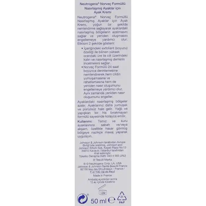 neutrogena norveç formülü nasırlaşmış ayaklar için ayak kremi (50 ml)