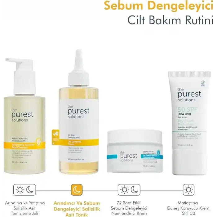 The Purest Solutions, Siyah Nokta ve Gözenek Görünümü Önlemeye Yardımcı Salisilik Asit Tonik,Yağlı Ve Karma Cilt, 200 ml