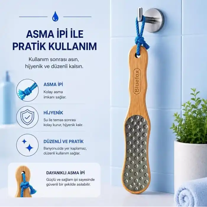 Bluefox Çift Taraflı Ayak Törpüsü – Paslanmaz Çelik Nasır ve Topuk Çatlağı Törpüsü, Ergonomik Saplı, Islak/Kuru Kullanıma Uygun, Ev Tipi Pedikür Ayak Ovucu