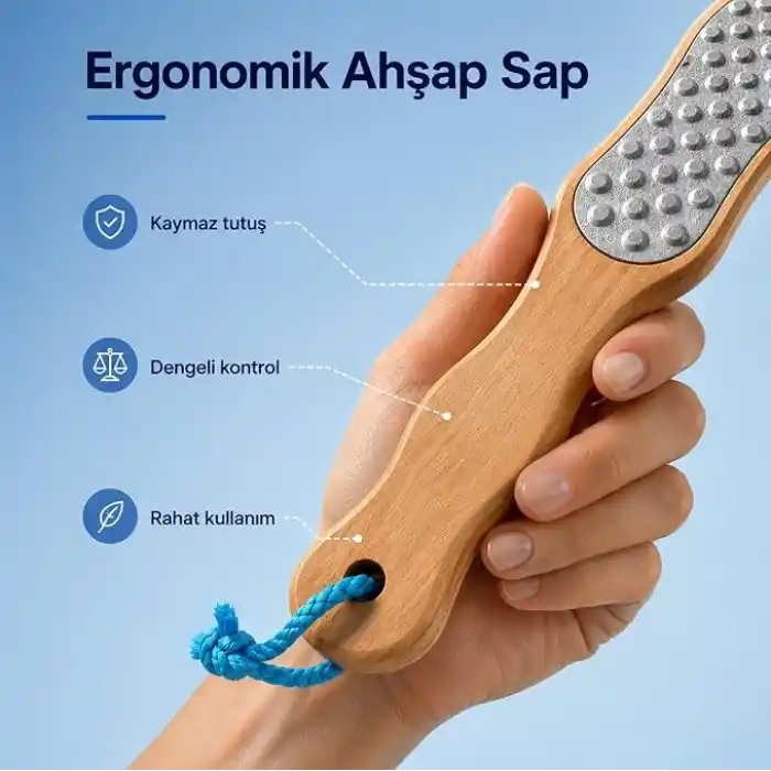 Bluefox Çift Taraflı Ayak Törpüsü – Paslanmaz Çelik Nasır ve Topuk Çatlağı Törpüsü, Ergonomik Saplı, Islak/Kuru Kullanıma Uygun, Ev Tipi Pedikür Ayak Ovucu