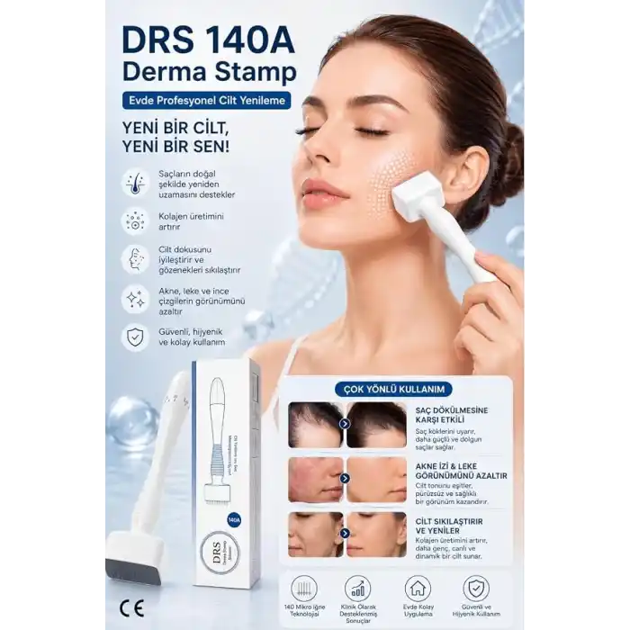 Bio Needle Dermastamp, 140 İğneli Ayarlanabilir Mikro İğneleme Cihazı, Cilt ve Saç Bakımı için Dermaroller