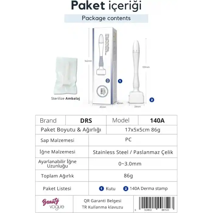 Bio Needle Dermastamp, 140 İğneli Ayarlanabilir Mikro İğneleme Cihazı, Cilt ve Saç Bakımı için Dermaroller