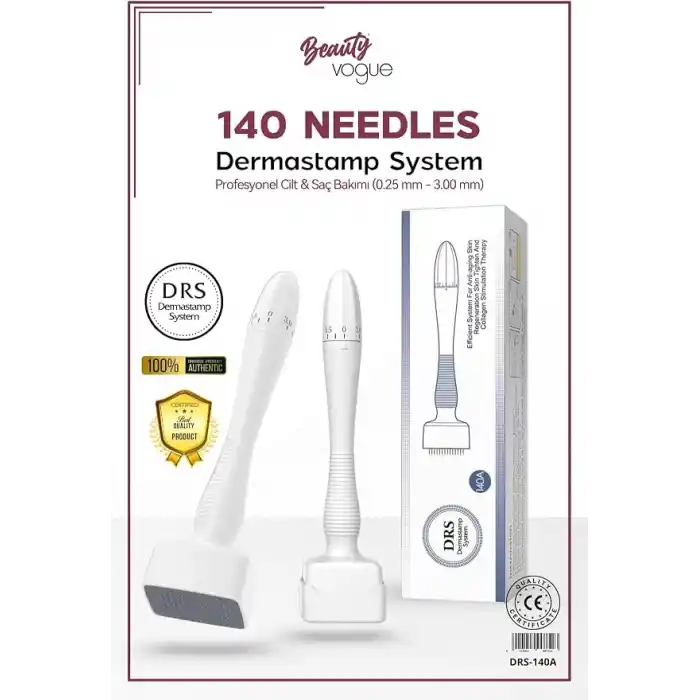 Bio Needle Dermastamp, 140 İğneli Ayarlanabilir Mikro İğneleme Cihazı, Cilt ve Saç Bakımı için Dermaroller