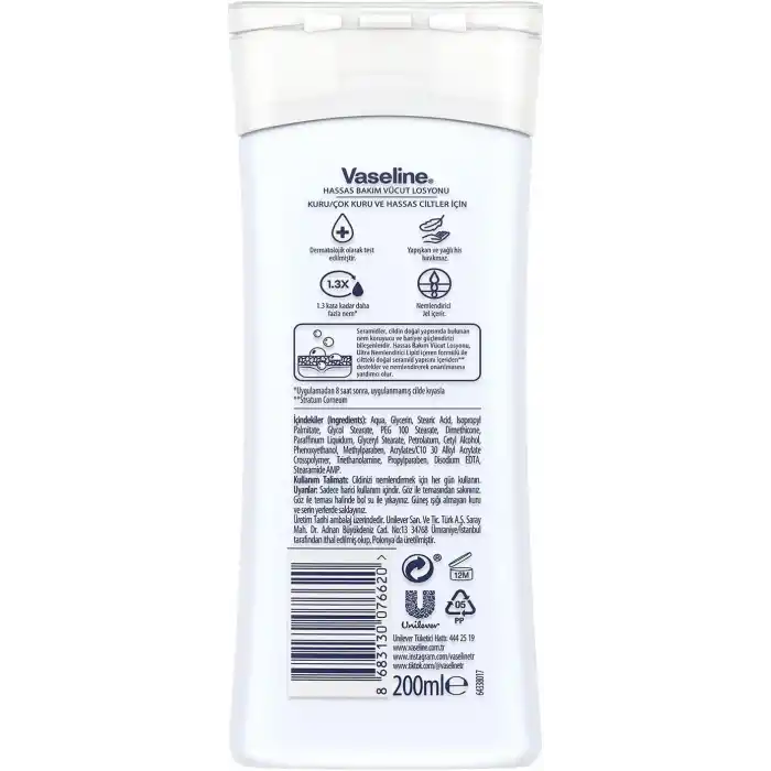 Vaseline Vücut Losyonu Hassas Bakım Kuru Çok Kuru ve Hassas Ciltler İçin 200 ml