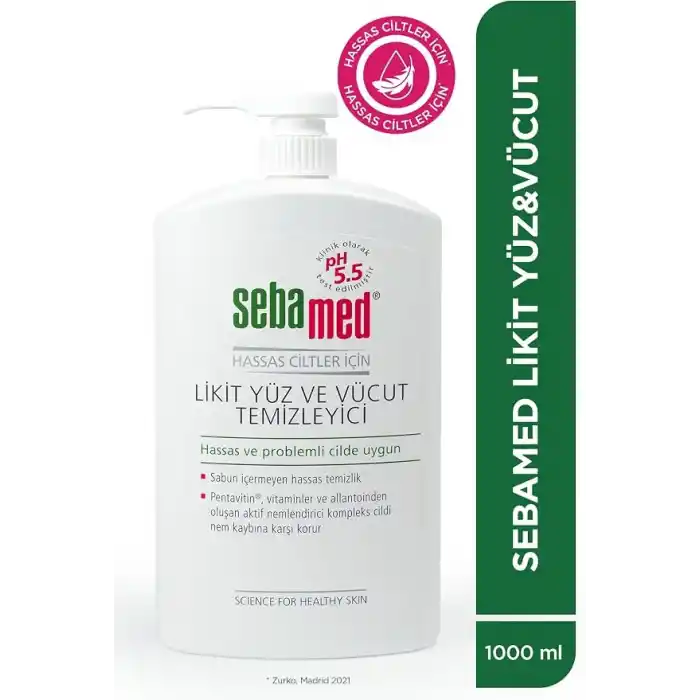 Sebamed Hassas Ciltler İçin Pentavitin İçerikli Nemlendirici Etkili Yüz ve Vücut Temizleme Jeli 1000 ml