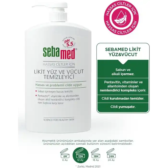 Sebamed Hassas Ciltler İçin Pentavitin İçerikli Nemlendirici Etkili Yüz ve Vücut Temizleme Jeli 1000 ml
