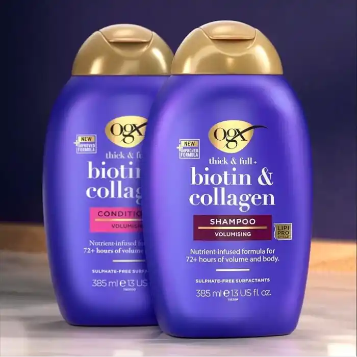 ogx dolgunlaştırıcı biotin & kolajen saç bakım kremi yeni ph dengeli formül 385ml