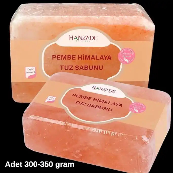 Hanzade Bitkisel Himalaya Tuz Sabunu 300-350 Gr x 3 Adet Zengin Mineralli Doğal Saf Pembe Himalaya Kaya Tuzu Sabunu Doğal Peeling