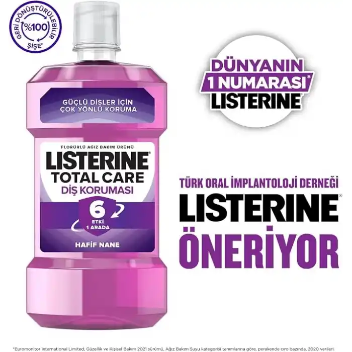 Listerine Total Care Hafif Nane Ağız Bakım Suyu, 1L,
