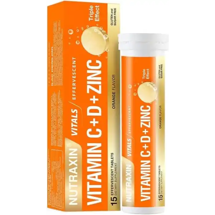 Nutraxin Vitamin C-D-Zinc 15 Efervesan Tablet Takviye Edici Gıda
