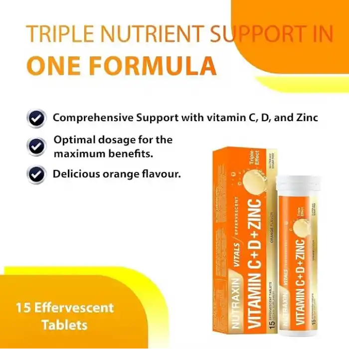 Nutraxin Vitamin C-D-Zinc 15 Efervesan Tablet Takviye Edici Gıda