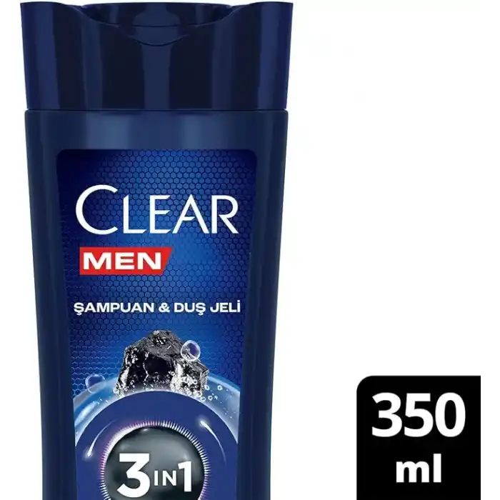 Clear Men 3 in 1 Şampuan & Duş Jeli Arındırıcı Kömür Saç Yüz Vücut İçin