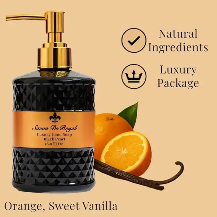 Savon de Royal Luxury Vegan Sıvı Sabun Black Pearl 500 ml, Portakal, Vanilya