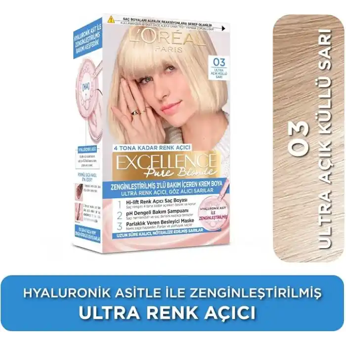 L’Oréal Paris Excellence Creme Saç Boyası - 03 Ultra Açık Küllü Sarı