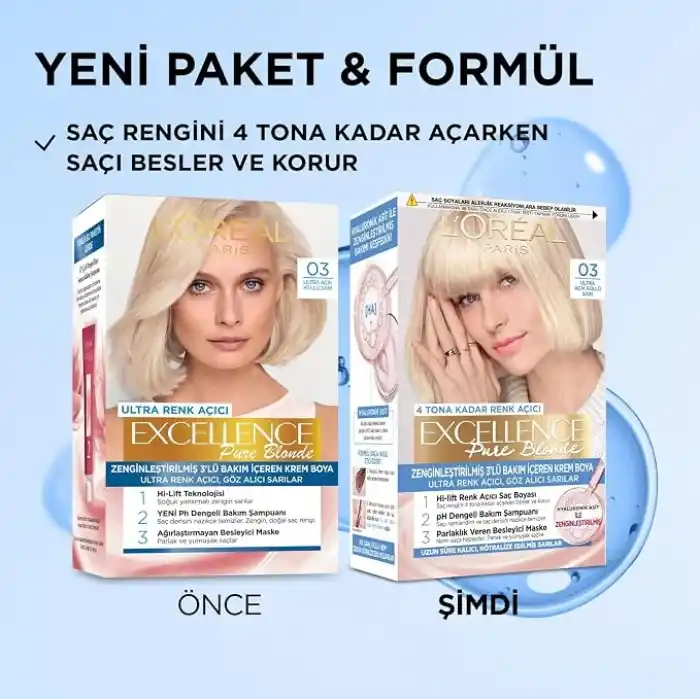 L’Oréal Paris Excellence Creme Saç Boyası - 03 Ultra Açık Küllü Sarı