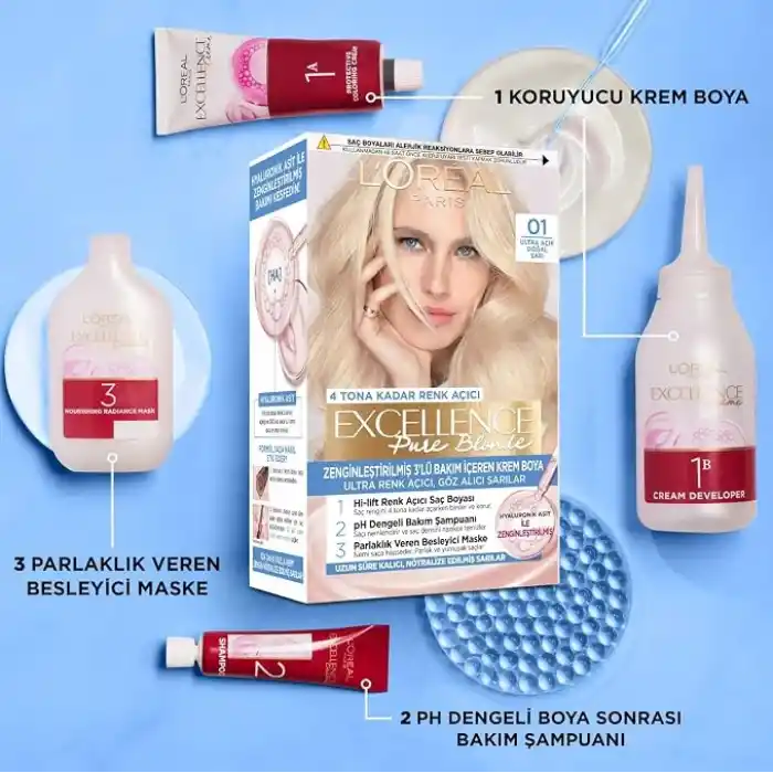 L’Oréal Paris Excellence Creme Saç Boyası - 03 Ultra Açık Küllü Sarı