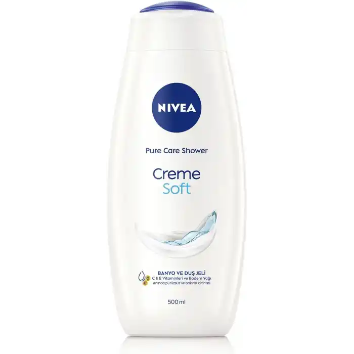 NIVEA Creme Soft Kremsi Dokunuş Banyo ve Duş Jeli 500 ml, Pro-Vitamin,Badem Yağı, Nemlendirme
