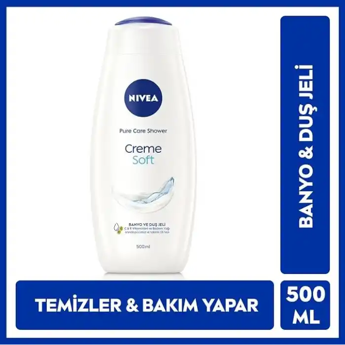 NIVEA Creme Soft Kremsi Dokunuş Banyo ve Duş Jeli 500 ml, Pro-Vitamin,Badem Yağı, Nemlendirme