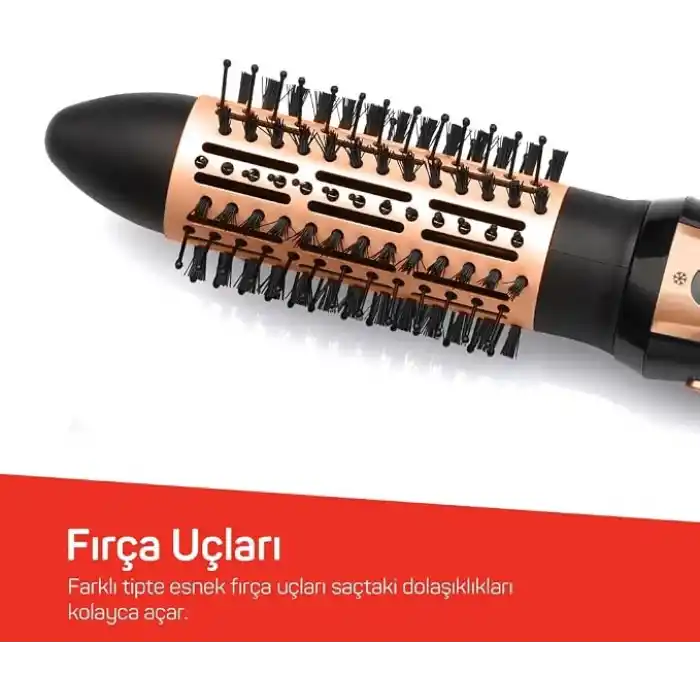 Arzum Ar5063 Volume Pro Hava Uflemeli Sac Şekillendirici, Seramik, 1200 Watt, 2 kademe ısı ayarı, 21 ve 40mm fırçalar, Siyah
