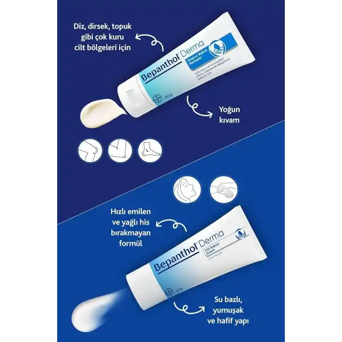 Bepanthol Derma Onarıcı Bakım Merhemi 50 g + 3 Adet Cilt Bakım Kremi 3.5 g