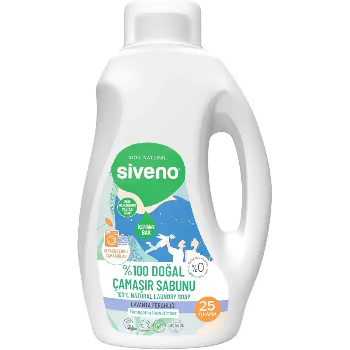 Siveno %100 Doğal Çamaşır Sabunu Bitkisel Deterjan Yumuşatıcı Gerektirmez Konsantre Vegan 750 ml