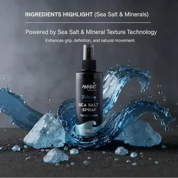 Magic Cosmetics Profesyonel Deniz Tuzu Saç Spreyi 200ml – Doğal Dalgalar, Hacim Veren ve Mat Görünüm Sağlayan Formül – Tüm Saç Tipleri İçin, Unisex Sea Salt Spray