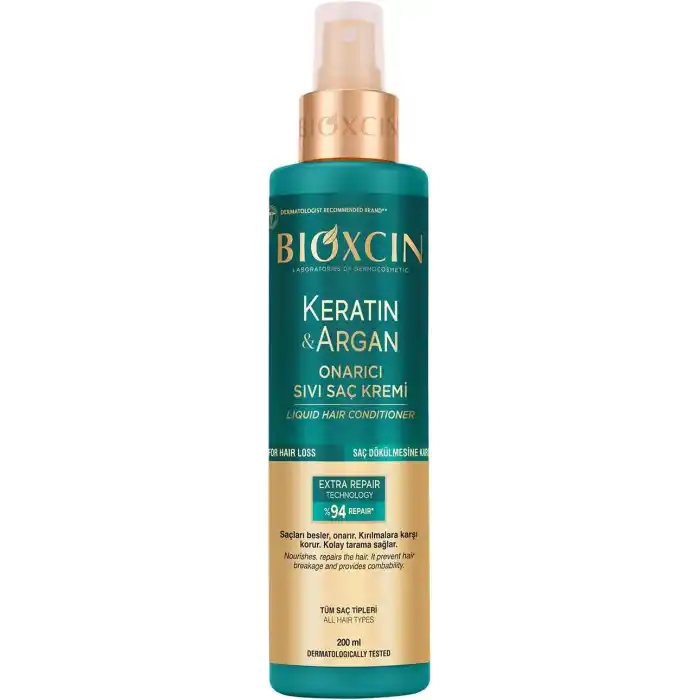 Bioxcin Keratin & Argan Onarıcı Sıvı Saç Bakım Kremi 200 ml - Yıpranmış Ve Hassas Saçlar