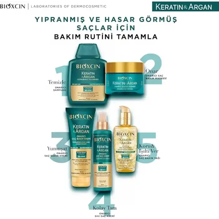 Bioxcin Keratin & Argan Onarıcı Sıvı Saç Bakım Kremi 200 ml - Yıpranmış Ve Hassas Saçlar