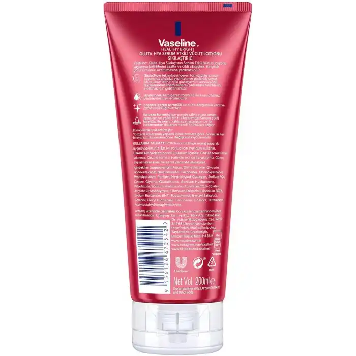 Vaseline Gluta-Hya Serum Etkili Vücut Losyonu, Sıkılaştırıcı, 200 Mililitre