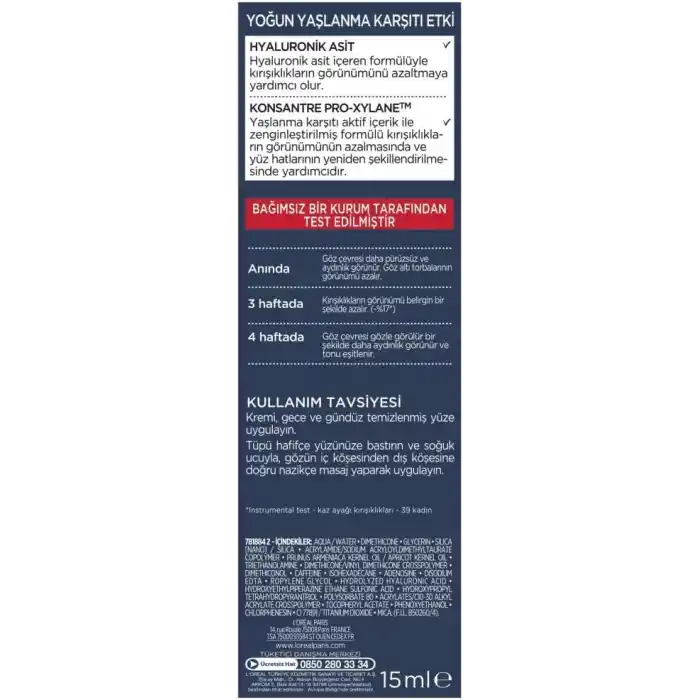 LOreal Paris Revitalift Lazer X3 Yaşlanma Karşıtı Göz Bakım Kremi 15 ml