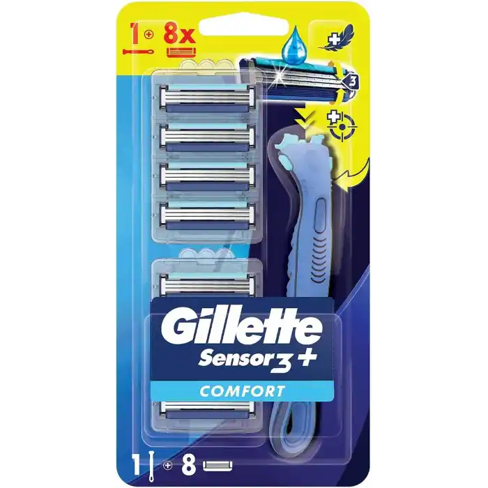 Gillette Sensor3+ Comfort 8li Yedek Bıçağı Başlıklı Tıraş Makinesi