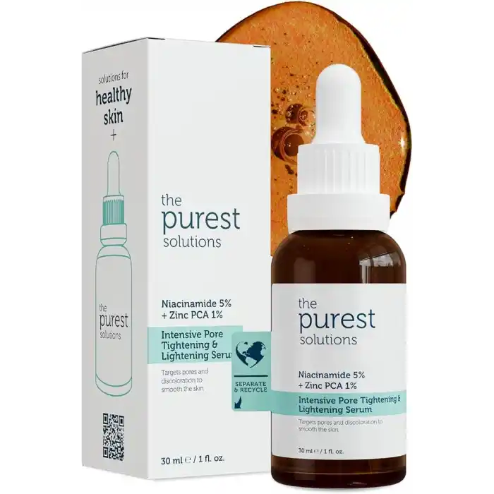 The Purest Solutions, Gözenek ve Siyah Nokta Karşıtı, Sivilce Önleyici Niacinamide Cilt Bakım Serumu 30 ml (Niacinamide 5% & Zinc Pca 1%)