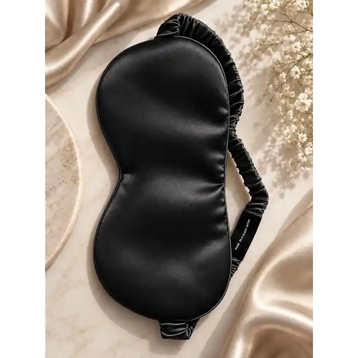 ICON SILK%100 Saf İpek Uyku Maskesi Göz Bandı (Siyah)
