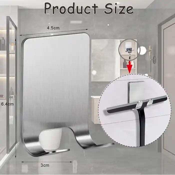 Kyro tech 2Li Paslanmaz Çelik Metal Banyo Jilet ve Traş Bıçağı Tutucu, Kendinden Yapışkanlı, Çift Askılı, Delme Gerektirmez, Su Geçirmez, Nemli Ortama Dayanıklı, Fayans, Mermer, Cam, Ahşap Uyumlu