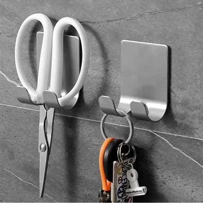 Kyro tech 2Li Paslanmaz Çelik Metal Banyo Jilet ve Traş Bıçağı Tutucu, Kendinden Yapışkanlı, Çift Askılı, Delme Gerektirmez, Su Geçirmez, Nemli Ortama Dayanıklı, Fayans, Mermer, Cam, Ahşap Uyumlu