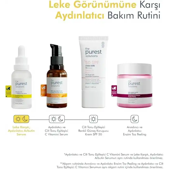 The Purest Solutions, Leke Karşıtı ve Leke Görünümü Önleyici Arbutin Cilt Bakım Serumu 30 ml (Arbutin%2 + Hyaluronic Acid)