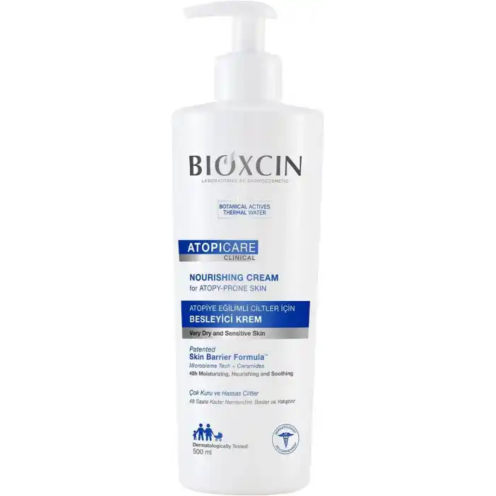 Bioxcin Atopicare Besleyici Krem – Atopiye Eğilimli ve Kuru Ciltler İçin – 500 ml – Seramid Kompleksli, Prebiyotik & Skualen İçerikli Nemlendirici Bakım Kremi