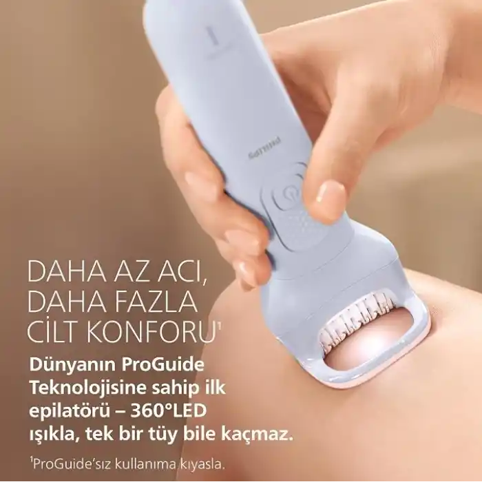 Philips Epilatör Serisi 8000, Kablosuz, Islak ve Kuru Kullanım, ProGuide, LED Işık, 60 Dakika Pil Ömrü, BRE708/05