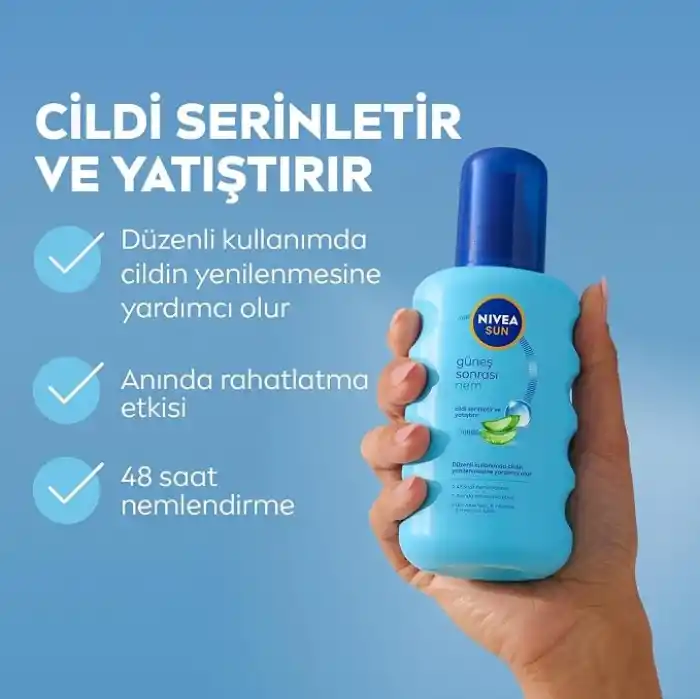 NIVEA SUN Ferahlatıcı Güneş Sonrası Vücut Spreyi 200ml, Nemlendirici, Aloe Vera, Hyaluron
