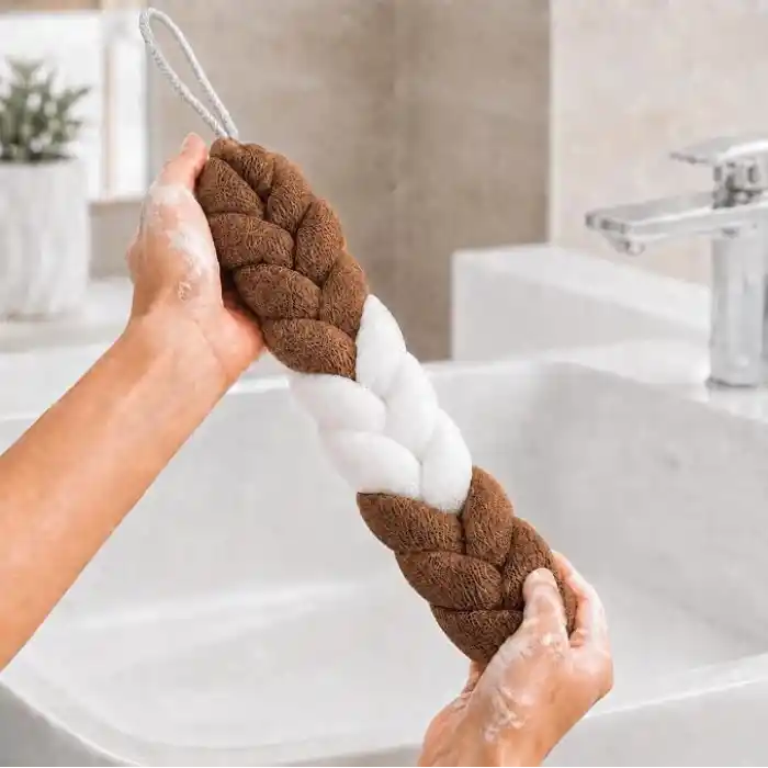 WONKEY - Uzun Esnek Duş Lifi, Sırt Ovma Kesesi, Yumuşak Banyo Lifi, Ovma Süngeri, Kadınlar ve Erkekler için Sırt Ovma için Kese, Peeling ve Hamam Kesesi (1 Adet)