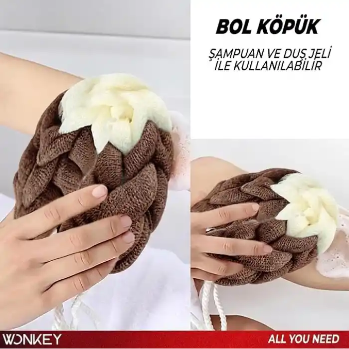WONKEY - Uzun Esnek Duş Lifi, Sırt Ovma Kesesi, Yumuşak Banyo Lifi, Ovma Süngeri, Kadınlar ve Erkekler için Sırt Ovma için Kese, Peeling ve Hamam Kesesi (1 Adet)